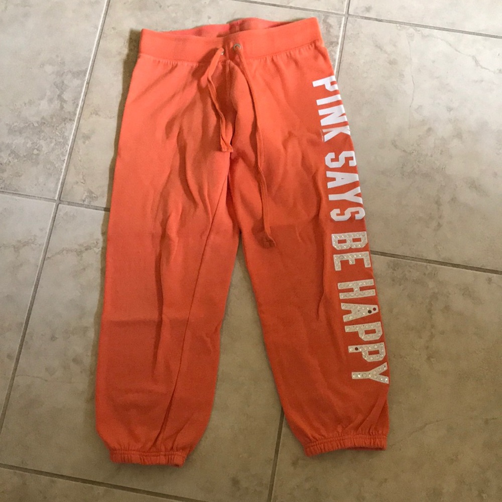 Victoria’s Secret PINK orange crop sweat pants XS